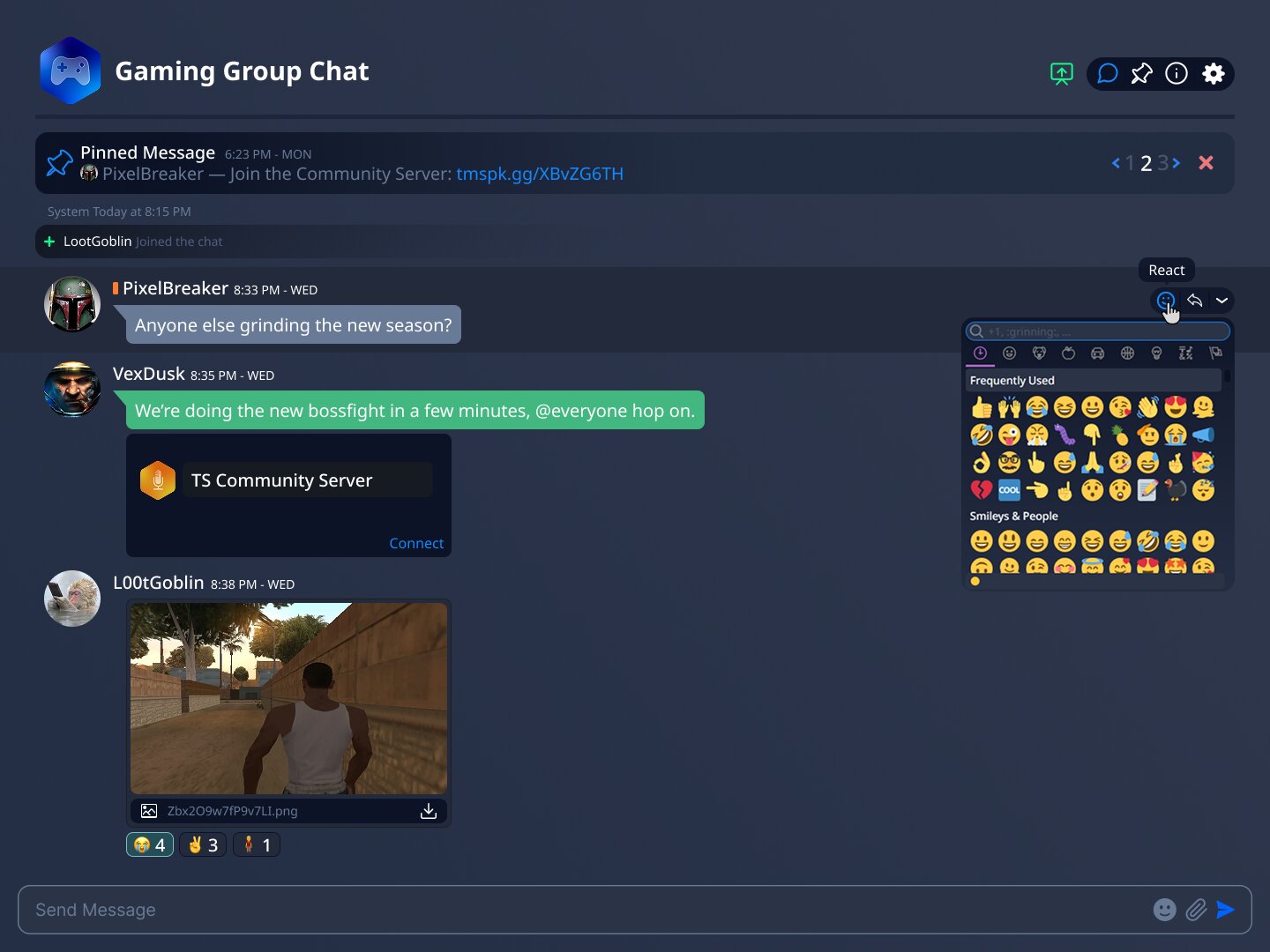 TeamSpeak Group Chat Interface